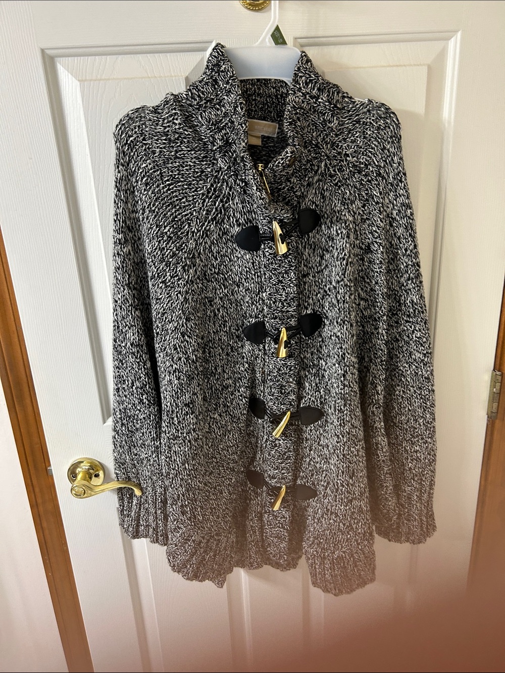 MICHAEL Michael Kors Black & White Marled Toggle Cardigan